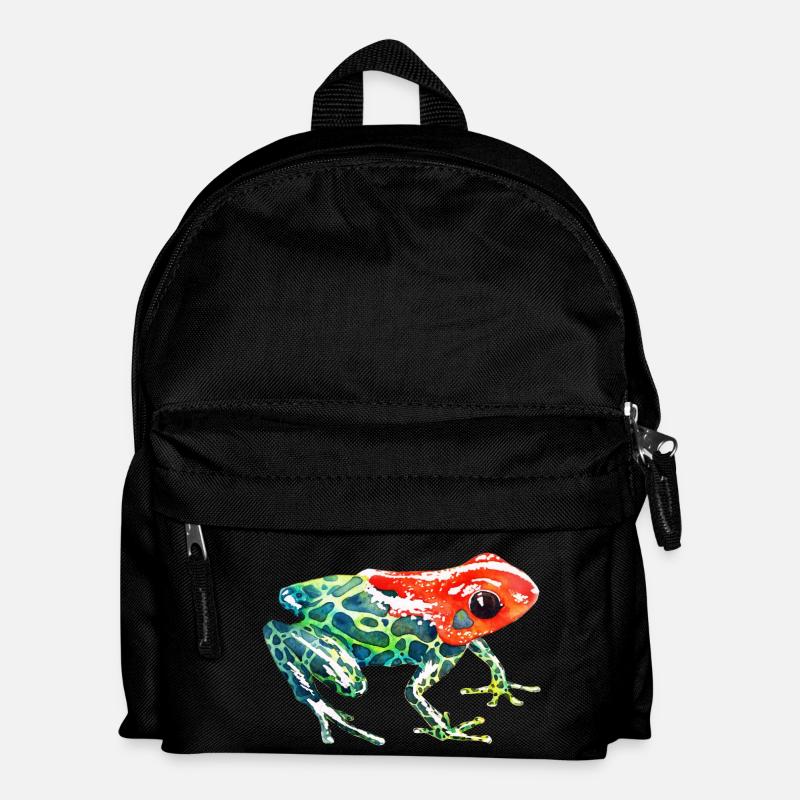 Frosch mit rotem Kopf - Kinder Rucksack - Schwarz