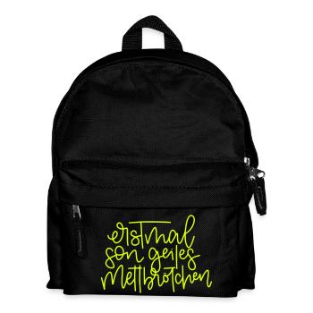 Erstmal son geiles Mettbrötchen - Kinder Rucksack - Schwarz - Vorne