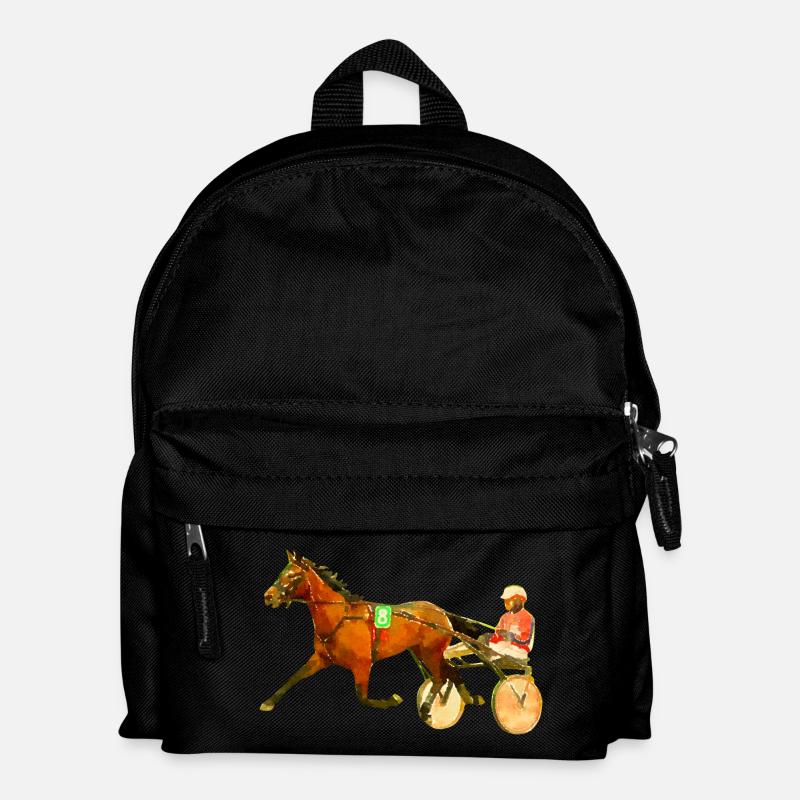 Traber Trabrennen Pferderennen - Kinder Rucksack - Schwarz
