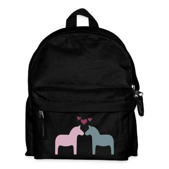 Dalapferd Paar Herzen Liebe Valentinstag Skandi - Kinder Rucksack - Schwarz - Vorne