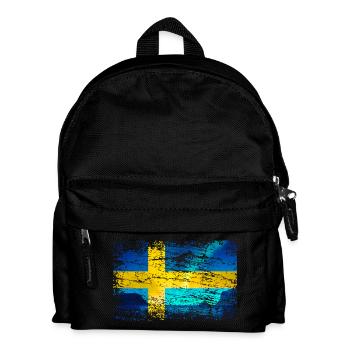 Drapeau suédois avec des aurores boréales dans un style vintage - Sac à dos Enfant - noir - Devant