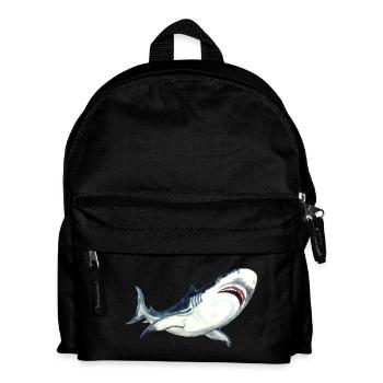 Great White Shark Watercolor Shark Art Shirt - Kids' Backpack - black - Front