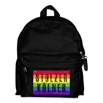 Stolzer Kölner - Regenbogenfahne - Kinder Rucksack - Schwarz - Vorne