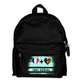 Flagge Frankreich und Afghanistan 100% genial - Kinder Rucksack - Schwarz - Vorne