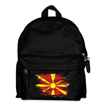 Macedonia flag used - Kids' Backpack - black - Front