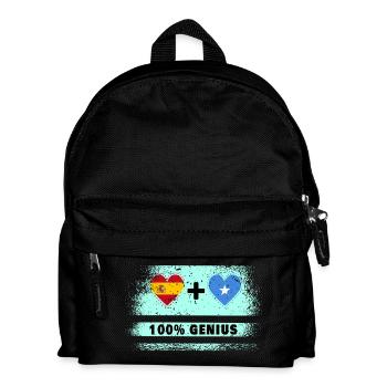 Spanien und Somalia Flagge 100% genial - Kinder Rucksack - Schwarz - Vorne