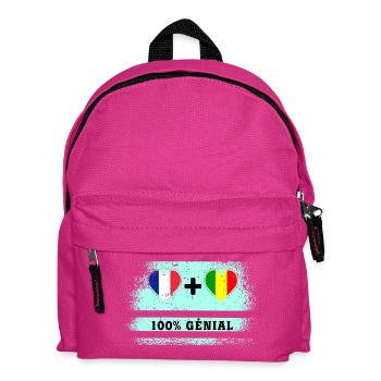 Hinweis Frankreich und Mali 100% genial - Kinder Rucksack - Fuchsia - Vorne