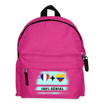 Hinweis Frankreich und Kolumbien 100% genial - Kinder Rucksack - Fuchsia - Vorne