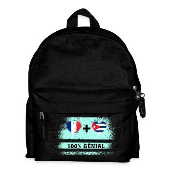 Flagge Frankreich und Kuba 100% genial - Kinder Rucksack - Schwarz - Vorne