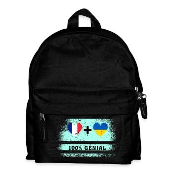 Hinweis Frankreich und Ukraine 100% genial - Kinder Rucksack - Schwarz - Vorne