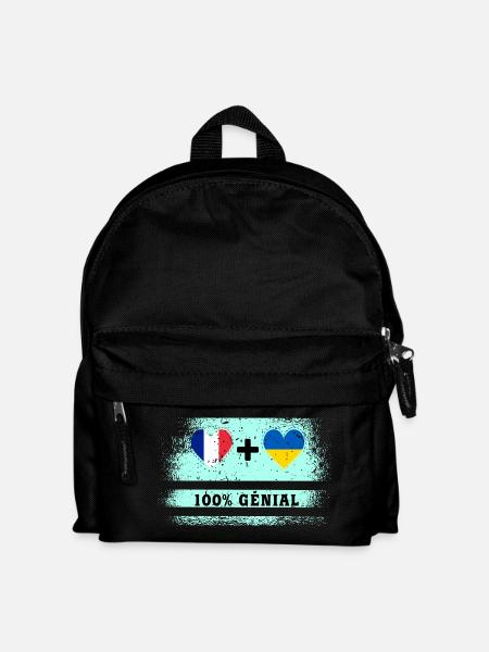 Drapeau France et Ukraine 100% génial - Sac à dos Enfant - noir