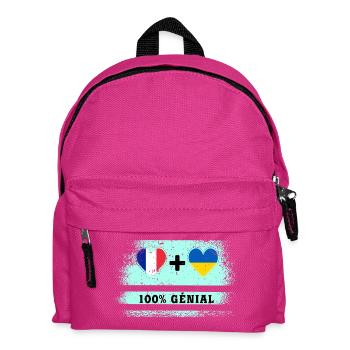 Hinweis Frankreich und Ukraine 100% genial - Kinder Rucksack - Fuchsia - Vorne