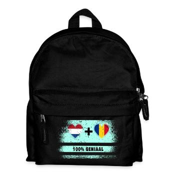 Roumanie et Pays-Bas Drapeau 100% Genius - Sac à dos Enfant - noir - Devant