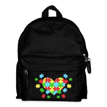 Autismus Puzzleteile Herz - Kinder Rucksack - Schwarz - Vorne
