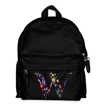Blumen Personalisierter Buchstabe w - Geschenkidee - Kinder Rucksack - Schwarz - Vorne