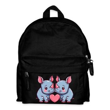 Nashorn Paar Liebe Valentinstag - Kinder Rucksack - Schwarz - Vorne