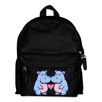 Hippopotamus Couple Love Valentine's Day - Kids' Backpack - black - Front