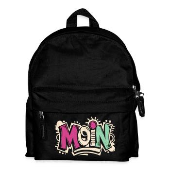 Funky Moin | Cooles Streetwear-Typo-Shirt - Kinder Rucksack - Schwarz - Vorne