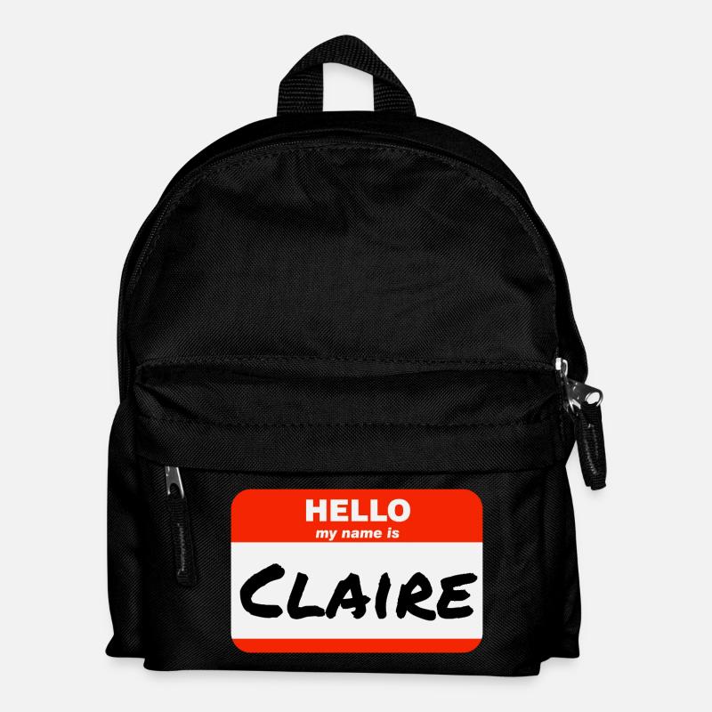 Hello My Name Is Claire Etikett Namensschild - Kinder Rucksack - Schwarz