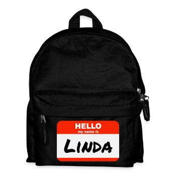 Hello My Name Is Linda Label Name Tag - Kids' Backpack - black - Front