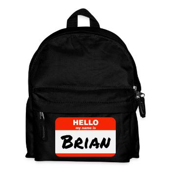 Bonjour, je m’appelle Brian Étiquette Étiquette Étiquette - Sac à dos Enfant - noir - Devant