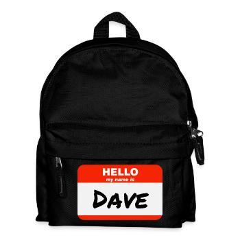 Bonjour, je m’appelle Dave Étiquette Nom Étiquette - Sac à dos Enfant - noir - Devant