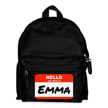Bonjour My Name Is Emma Étiquette Étiquette Badge - Sac à dos Enfant - noir - Devant