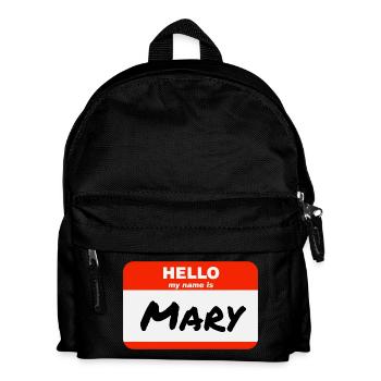 Bonjour, My Name is Mary Étiquette Étiquette Badge - Sac à dos Enfant - noir - Devant