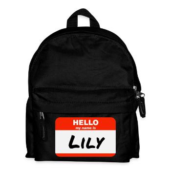 Hello My Name Is Lily Label Name Tag - Kids' Backpack - black - Front