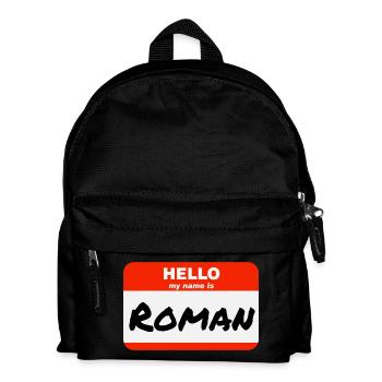 Hello My Name Is Roman Etikett Namensschild - Kinder Rucksack - Schwarz - Vorne
