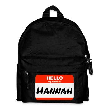 Bonjour, je m’appelle Hannah Étiquette Nom Étiquette - Sac à dos Enfant - noir - Devant