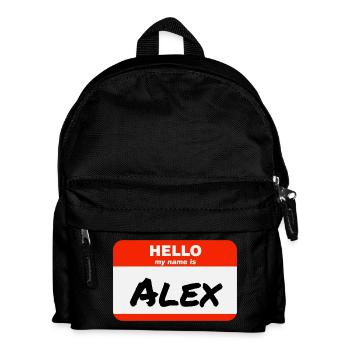 Hello My Name Is Alex Label Name Tag - Kids' Backpack - black - Front