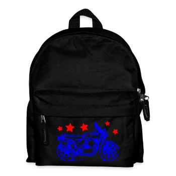 Blue Bike Line Art mit roten Sternen - Kinder Rucksack - Schwarz - Vorne