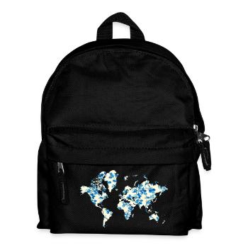 Carte du monde Fleurs Bleues - Sac à dos Enfant - noir - Devant