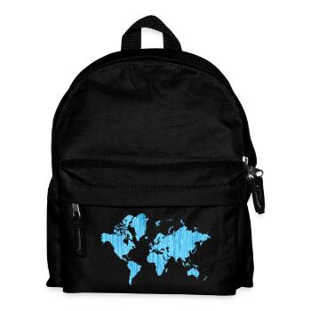 World Map Metallic Blue - Kids' Backpack - black - Front