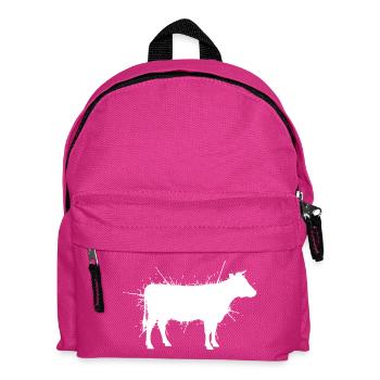Cow Silhouette Grunge Splash Vector - Kids' Backpack - fuchsia - Front