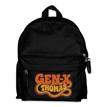 Thomas – minimalistisches Retro-GEN-X-Design - Kinder Rucksack - Schwarz - Vorne