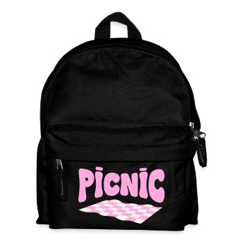 Pink checkerboard pastel picnic - Kids' Backpack - black - Front