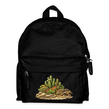Cactus with Coyote - Kids' Backpack - black - Front