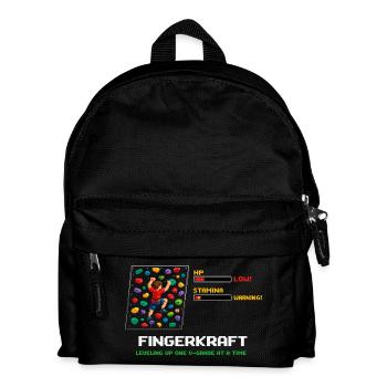 Retro Pixel Art Bouldering: Leveling Up Saying - Kids' Backpack - black - Front
