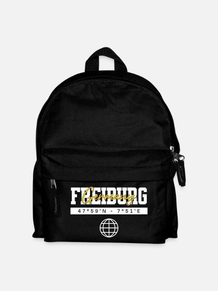 Freiburg Deutschland Koordinaten Reise Souvenir - Kinder Rucksack - Schwarz