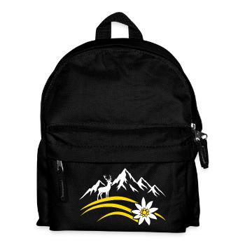 Alpenberg Edelweiss Hirsch Bayerisches Wandern - Kinder Rucksack - Schwarz - Vorne