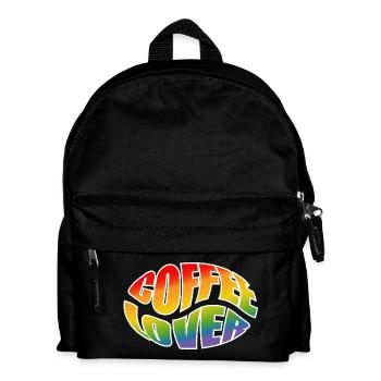 Coffee bean coffee lover rainbow black shirt - Kids' Backpack - black - Front
