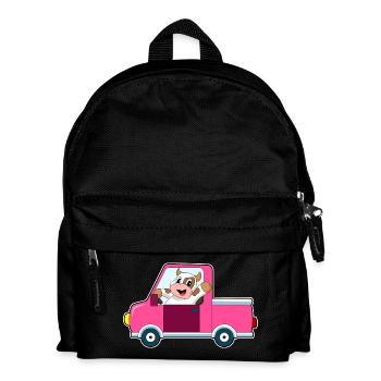 Kuh Auto - Kinder Rucksack - Schwarz - Vorne