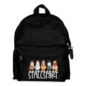 Drolliges Pferde Stallshirt Pferdestall - Kinder Rucksack - Schwarz - Vorne