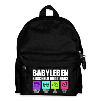 Werdende Mutter BABYLEBEN KUSCHELN UND CHAOS - Kinder Rucksack - Schwarz - Vorne