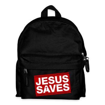 Jesus Rettet Spruch Christlich - Kinder Rucksack - Schwarz - Vorne