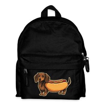 Cute Dachshund Hot Dog Bun Sticker - Kids' Backpack - black - Front