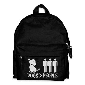 Dogs Over People Hund Lustig Antisozial Spruch - Kinder Rucksack - Schwarz - Vorne