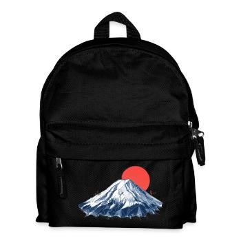 Geometric Mountain with Red Sun Origami Fuji - Kids' Backpack - black - Front